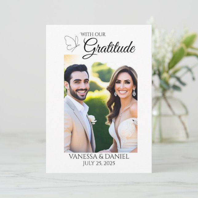 Cartões de agradecimentos Fotográfico de Casamento (Em pé/Frente)