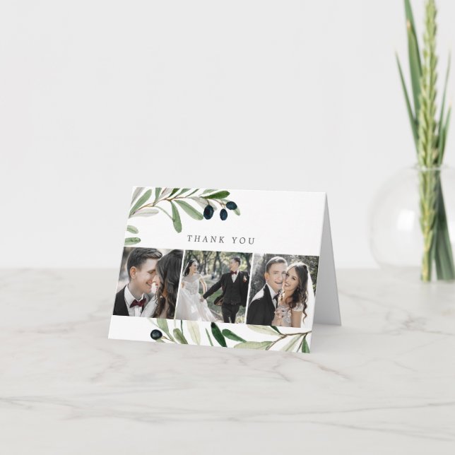 Cartões de agradecimentos Fotográfico Moderno Oliv (Frente)