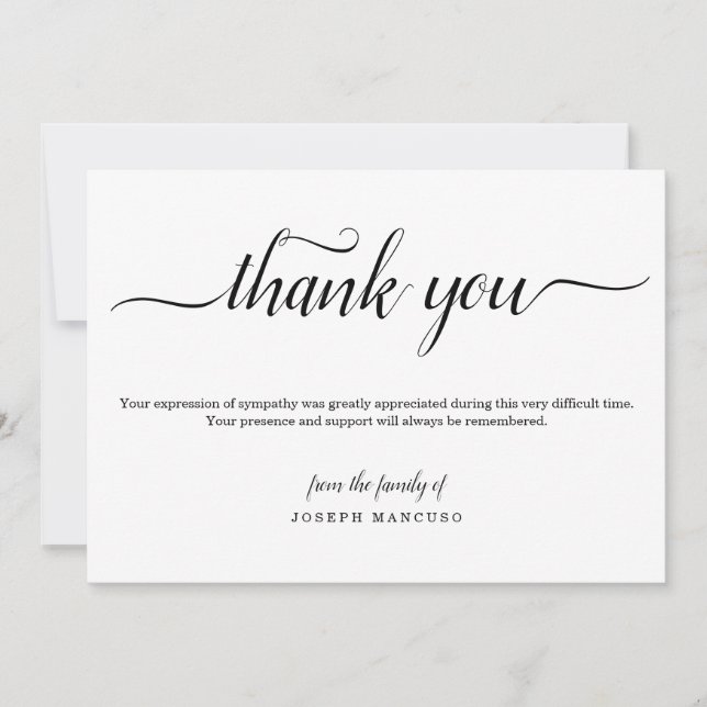 Cartões de agradecimentos fúnebres personalizados (Frente)