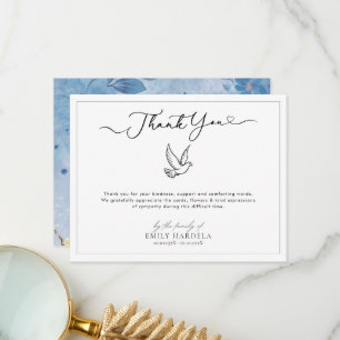 Cartões de agradecimentos Funeral Azul Dourado