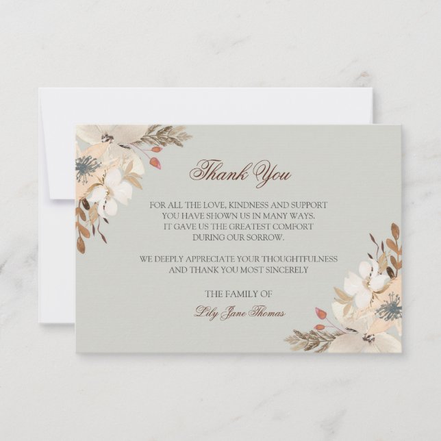 Cartões de agradecimentos Funeral de Aquarela | Ca (Frente)