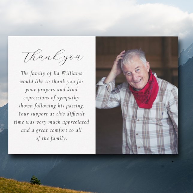 Cartões de agradecimentos Funeral de Foto Minimali (Criador carregado)