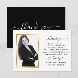 Cartões de agradecimentos Funeral de Script Branco