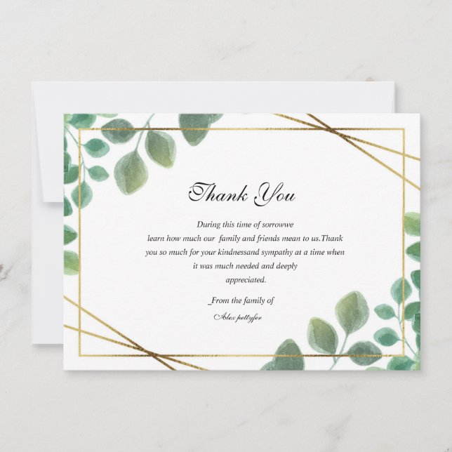 Cartões de agradecimentos Funeral Floral (Frente)