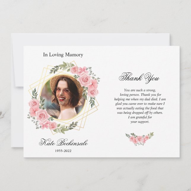 Cartões de agradecimentos Funeral Floral (Frente)