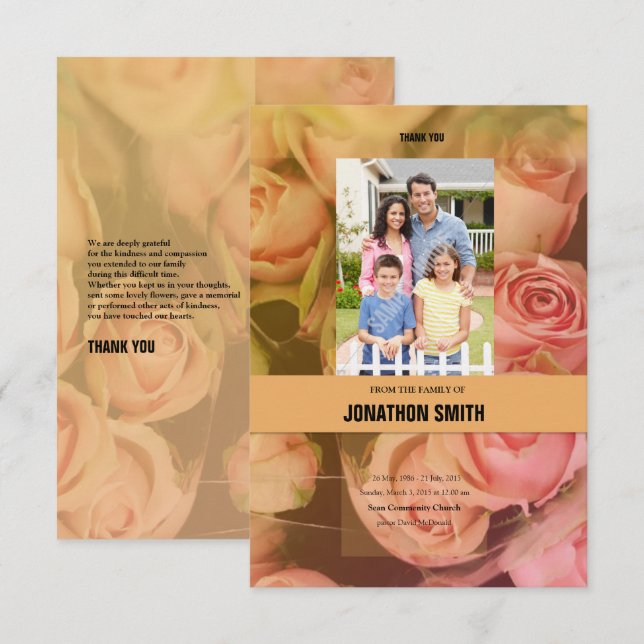 Cartões de agradecimentos Funeral Floral (Frente/Verso)