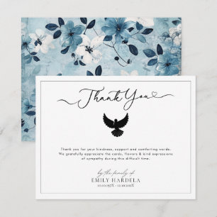 Cartões de agradecimentos Funeral Floral Azul Pomb