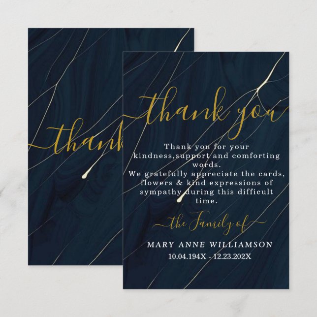 Cartões de agradecimentos Funeral Mínimo de Script (Frente/Verso)