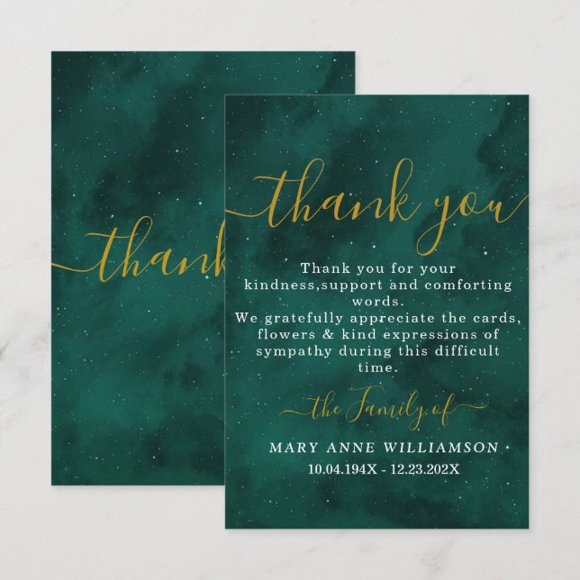 Cartões de agradecimentos Funeral Mínimo do Script (Frente/Verso)