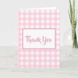 Cartões de agradecimentos Gingham Vertical Rosa