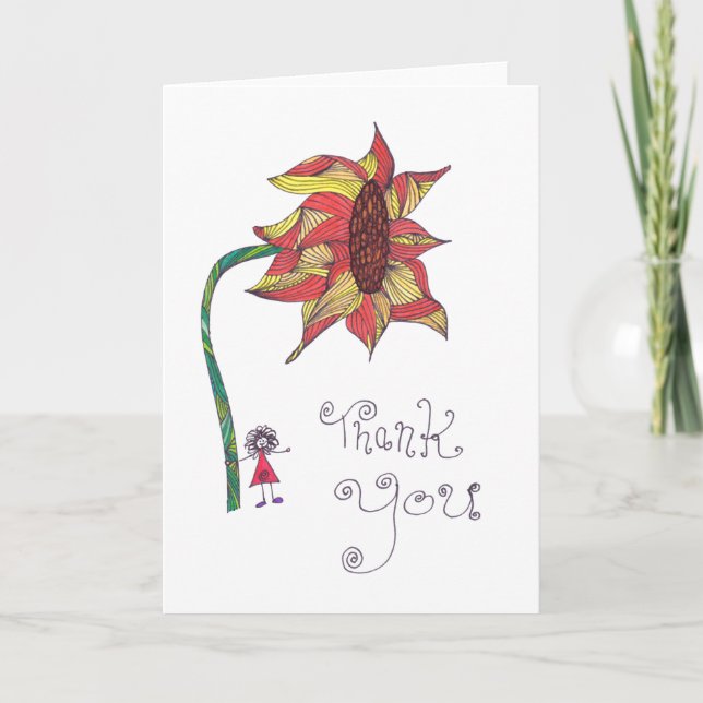 Cartões de agradecimentos - girassol da tinta (Frente)