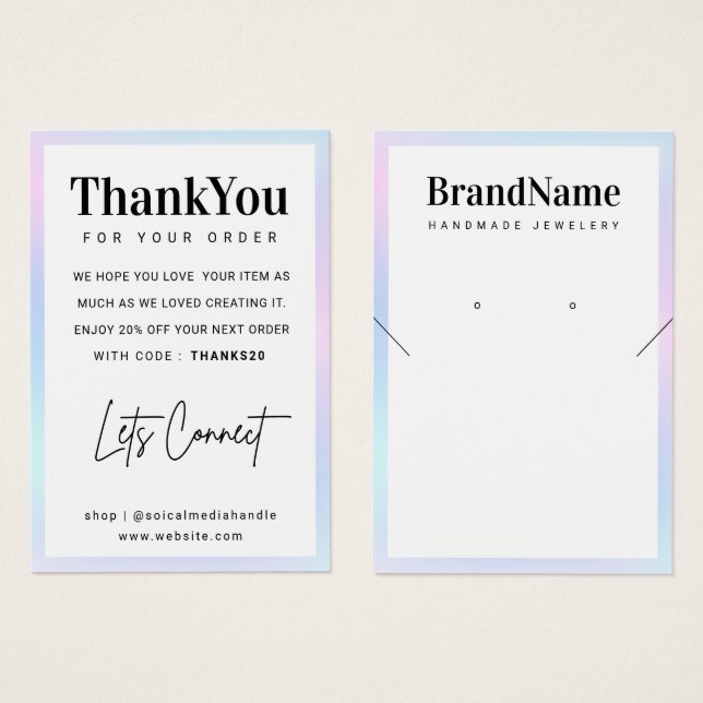 Cartões de agradecimentos Holográfico do Colar do  (Frente & Verso)