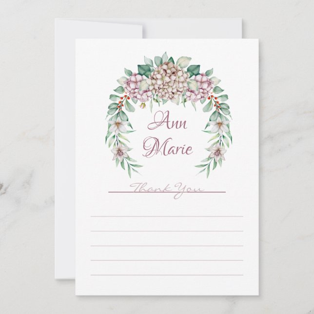 Cartões de agradecimentos Hydrangea (Frente)
