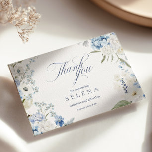 Cartões de agradecimentos Hydrangea Blue Floral