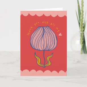Cartões de agradecimentos Ilustrado de Flor Colori
