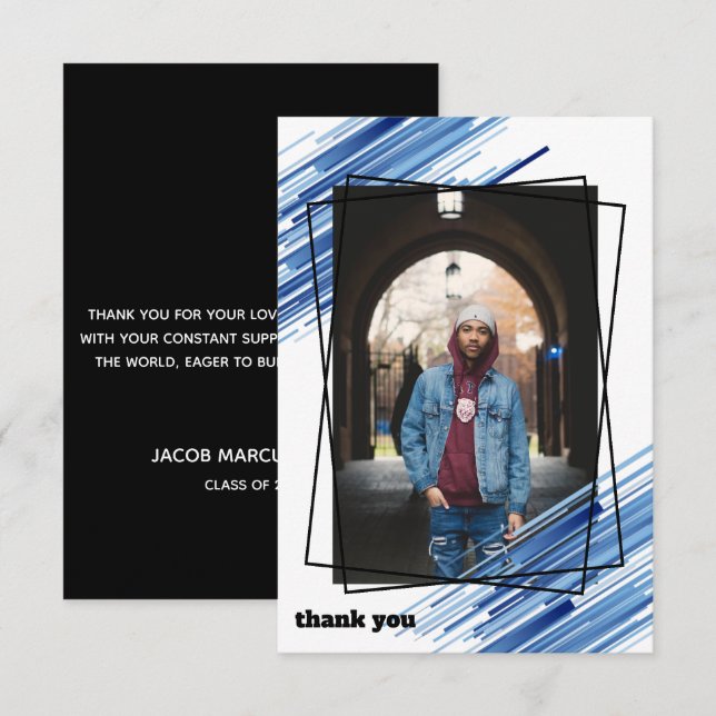 Cartões de agradecimentos legal de Graduação de Fo (Frente/Verso)