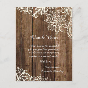 Cartões de agradecimentos lisos de madeira