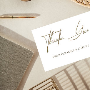 Cartões de agradecimentos manuscrito mínimo bege