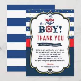 Cartões de agradecimentos Marinho Vermelho Ahoy Ná