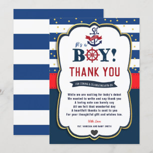 Cartões de agradecimentos Marinho Vermelho Ahoy Ná