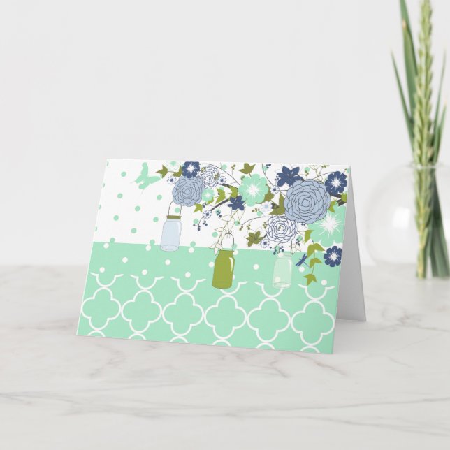 Cartões de agradecimentos Mason Jar Rustic Country (Frente)