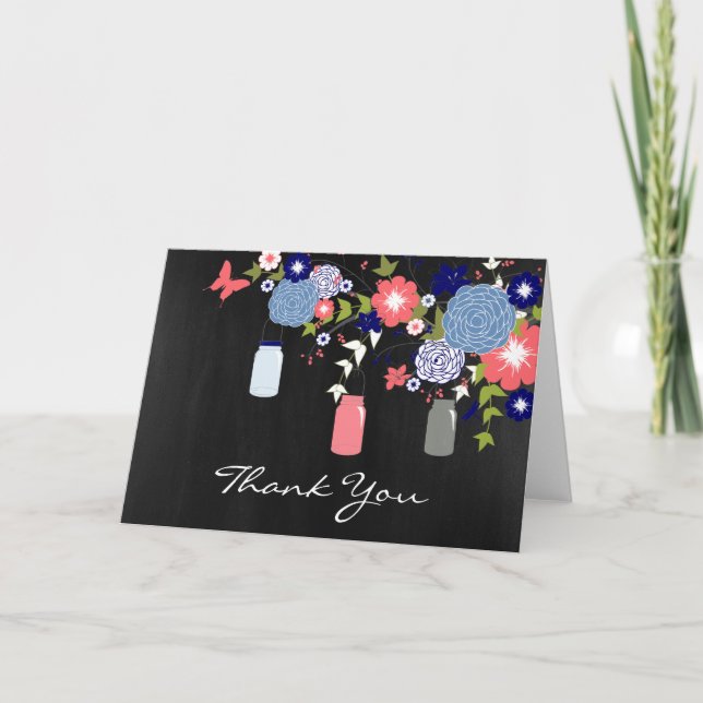 Cartões de agradecimentos Mason Jar Rustic Country (Frente)