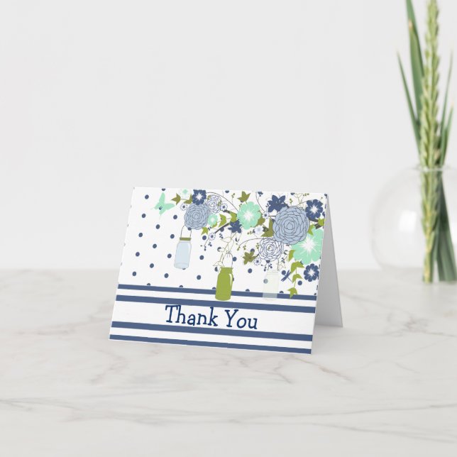 Cartões de agradecimentos Mason Jar Rustic Country (Frente)