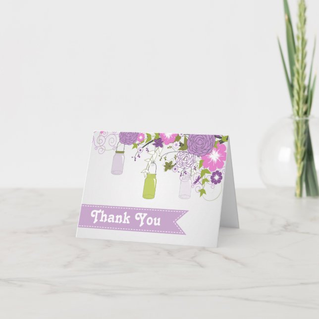 Cartões de agradecimentos Mason Jar Rustic Country (Frente)