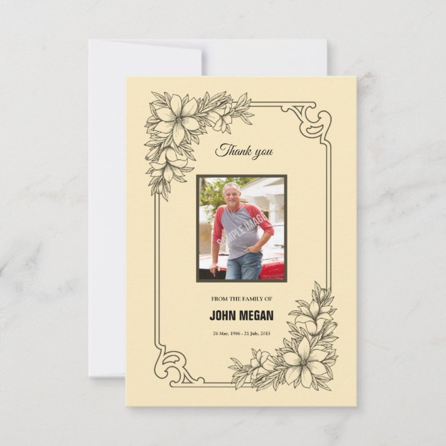 Cartões de agradecimentos Memorial (Frente)