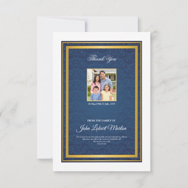 Cartões de agradecimentos Memorial (Frente)