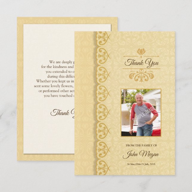 Cartões de agradecimentos Memorial (Frente/Verso)