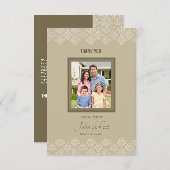 Cartões de agradecimentos Memorial (Frente/Verso)