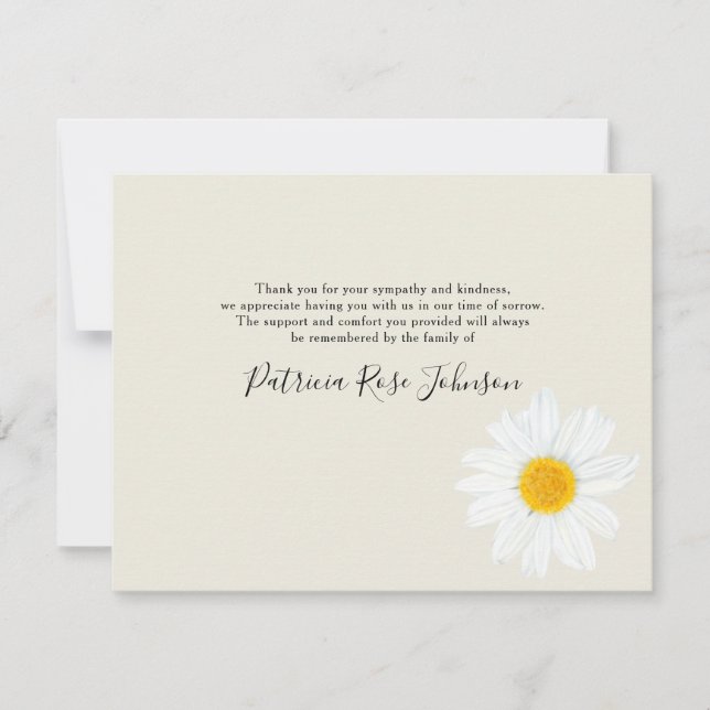 Cartões de agradecimentos Memorial Funeral Cream D (Frente)