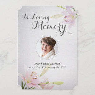 Cartões de agradecimentos Memorial Lily com Foto