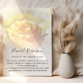 Cartões de agradecimentos Memorial Rose Amarelo de