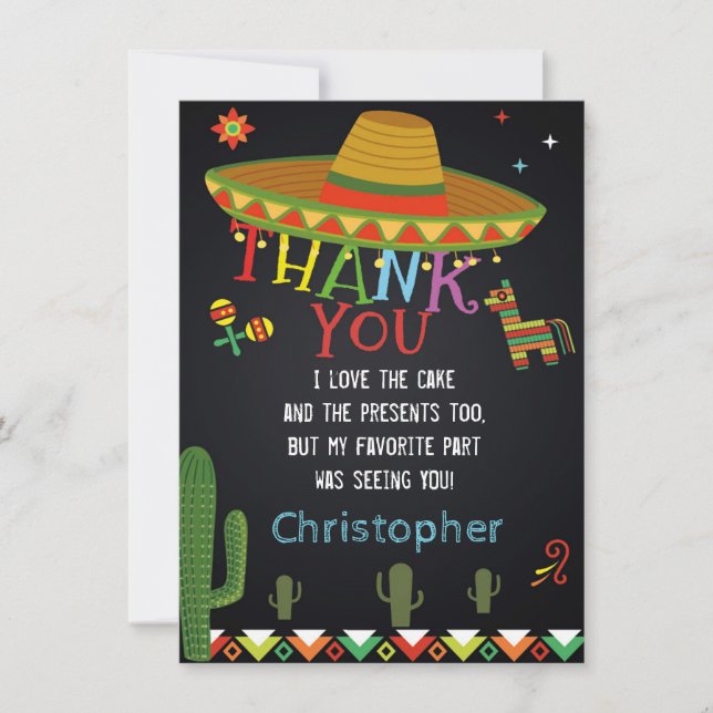 CARTÕES DE AGRADECIMENTOS MEXICANOS DA FESTA (Frente)