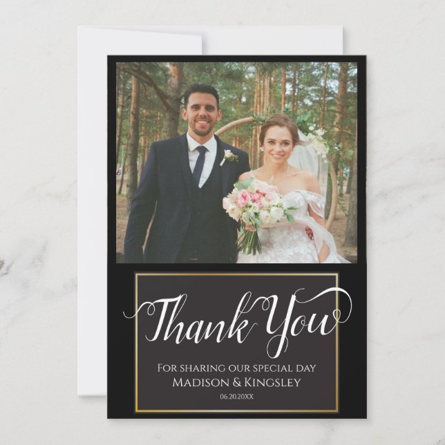 Cartões de agradecimentos Mínimo Edgy Black Gótico (Frente)