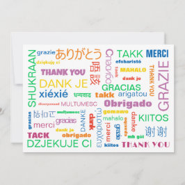 Cartões de agradecimentos multilíngue colorido ale