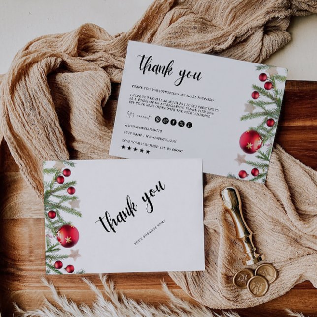 Cartões de agradecimentos Natal Pequena Empresa (Christmas Thank You Card Small Business)