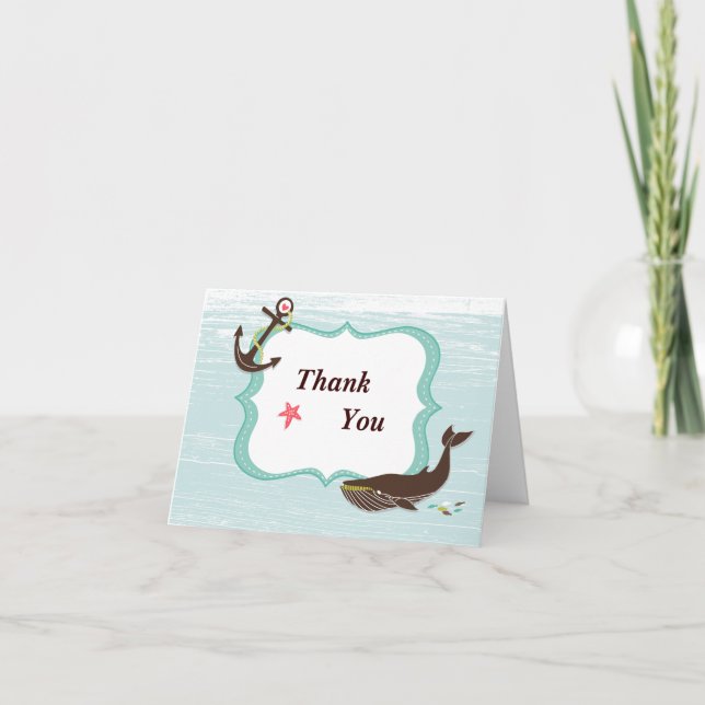 Cartões de agradecimentos náutico com âncora e pal (Frente)