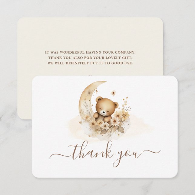 Cartões de agradecimentos neutro de gênero do Urso (Frente/Verso)