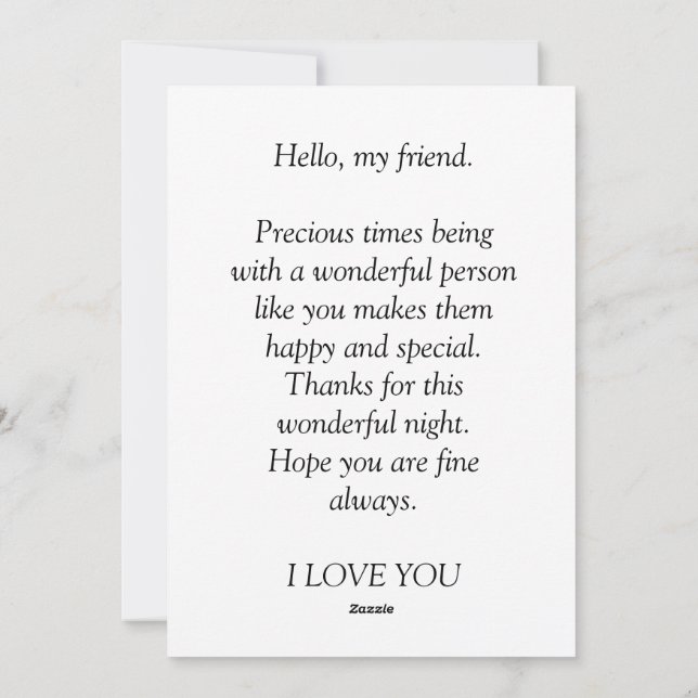 Cartões de agradecimentos para um amigo (Verso)