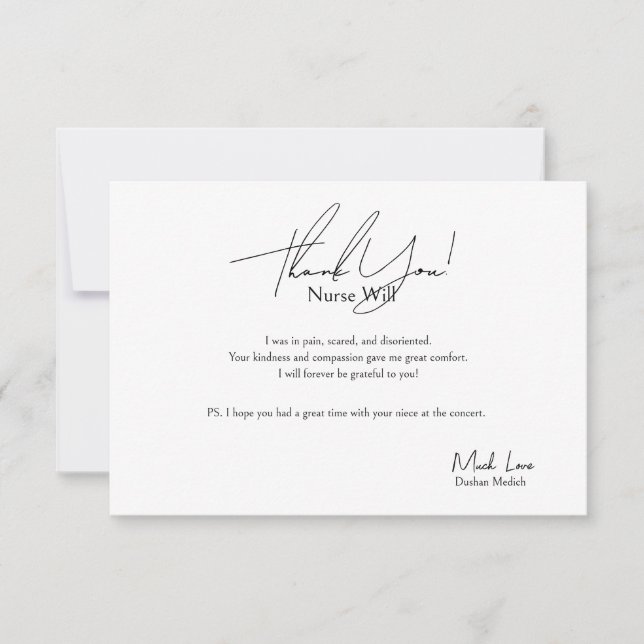 Cartões de agradecimentos Para Uma Enfermeira (Frente)