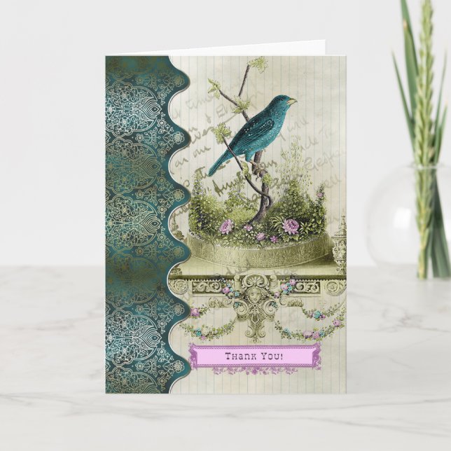 Cartões de agradecimentos- pássaro (Frente)