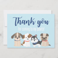 Cartões de agradecimentos Pawty Puppy azul