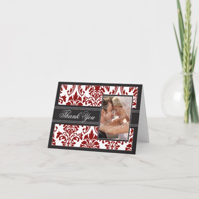 Cartões de agradecimentos Personalizado de Damask  (Frente)