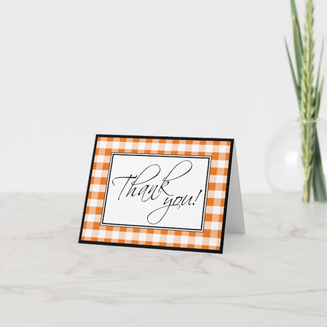 Cartões de agradecimentos Personalizado de Gingham (Frente)