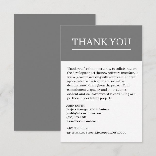 Cartões de agradecimentos Personalizado De Negócio (Frente/Verso)