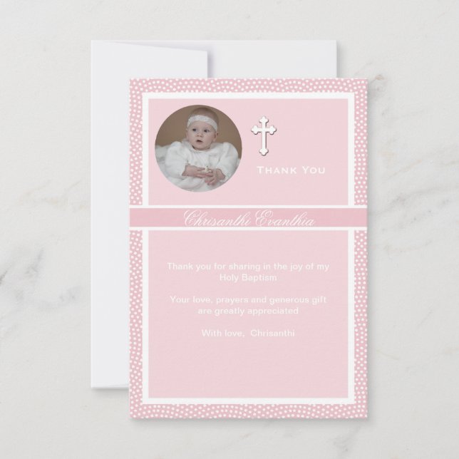 Cartões de agradecimentos personalizados rosa (Frente)