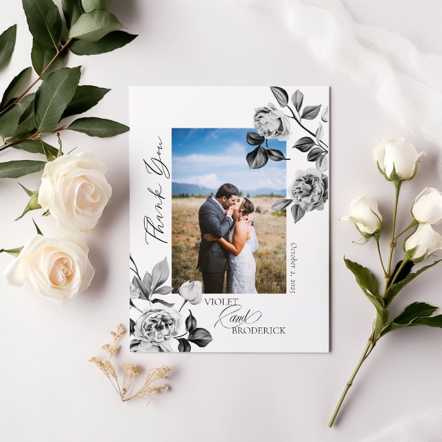 Cartões de agradecimentos Personalizável Floral Pr (Criador carregado)